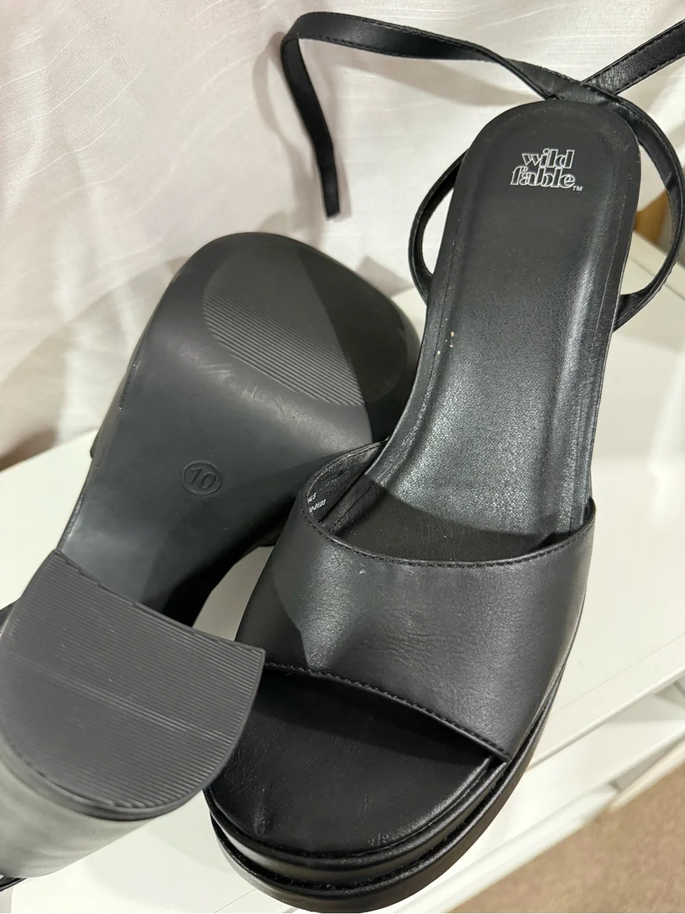 wild fable Black Platform Block Heel Sandals with Ankle Strap